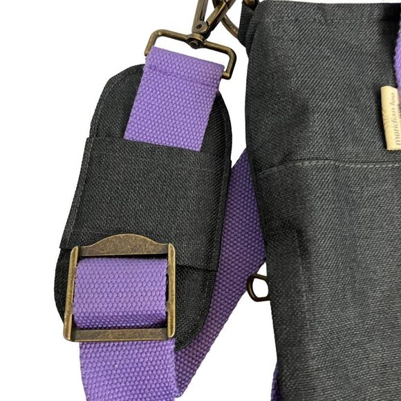 Meridian Lee Slate/ Lavender Waxed Canvas Backpack Tote - Picture 4 of 9